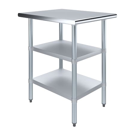 Amgood 30 in. x 18 in. Stainless Steel Table With Two Undershelves AMG WT-3024-2SH